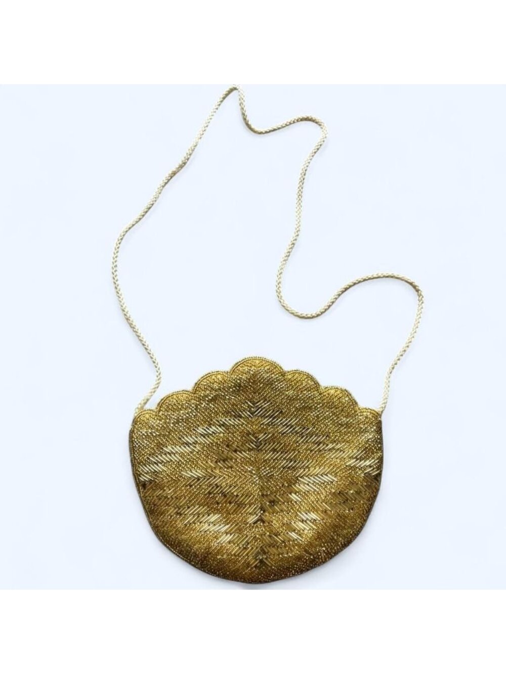 Vintage 60s Style Magid Gold Beaded Scalloped Evening Bag Dainty Demure Elegant